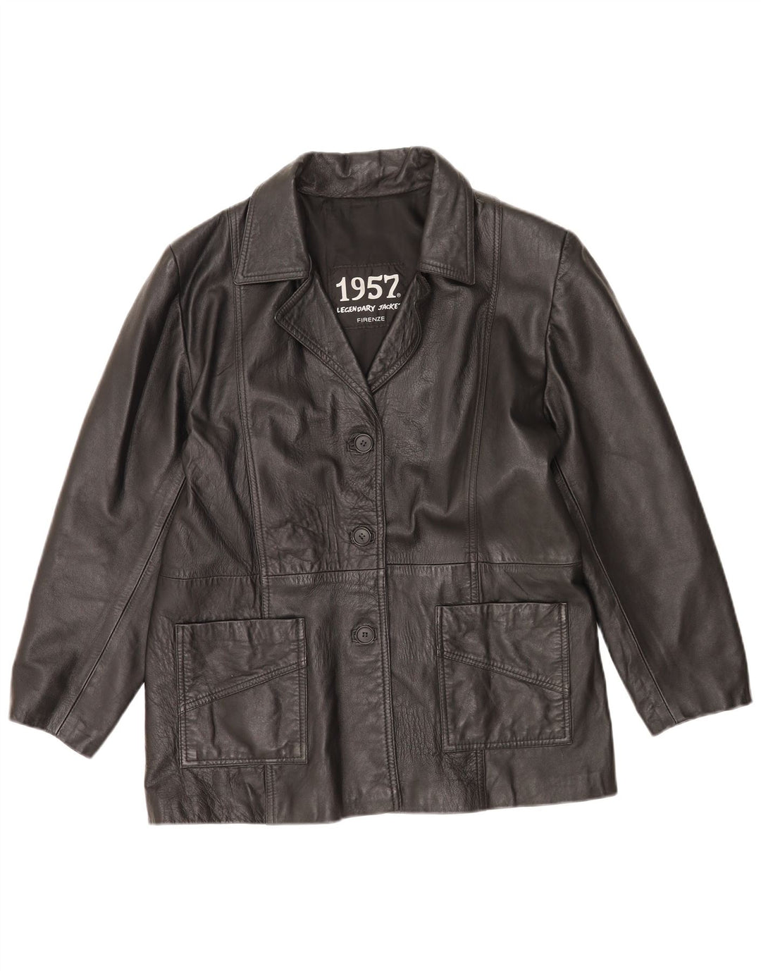 1957 Legendary Dame Læderjakke UK 14 Medium Sort Læder