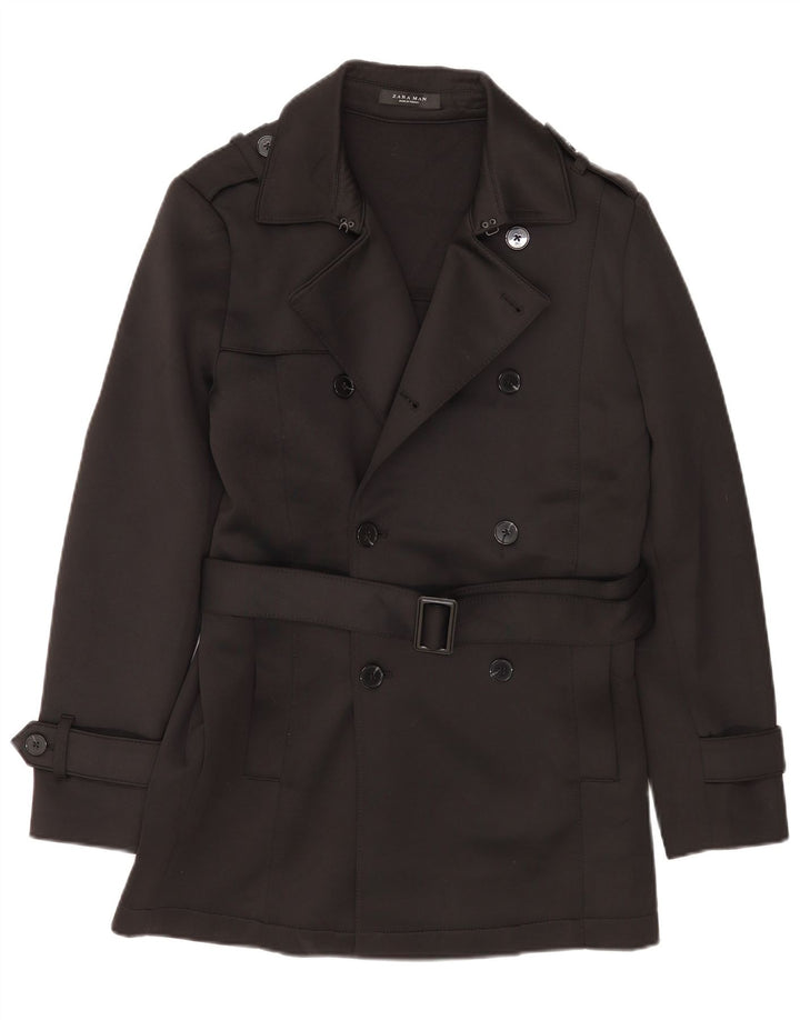 Zara Trench Coat til mænd UK 38 Medium Sort Polyester