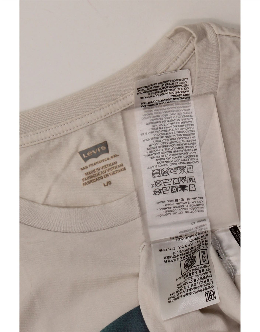 LEVI'S Herre grafisk T-shirt Top Stor Off White Bomuld