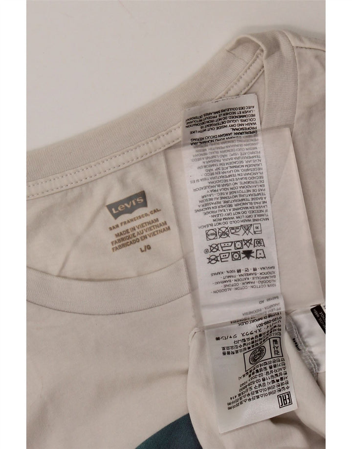 LEVI'S Herre grafisk T-shirt Top Stor Off White Bomuld