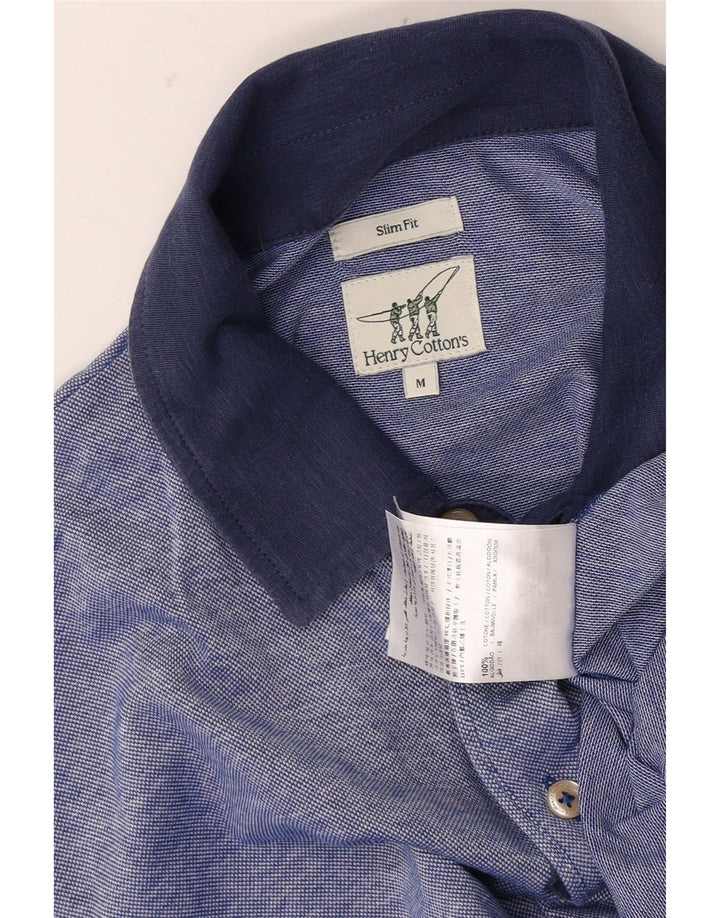 Henry Cottons Herre Slim Fit Polo Shirt Medium Blue Cotton