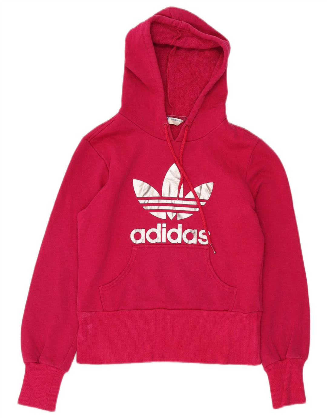ADIDAS Dame Crop Graphic Hoodie Jumper IT 36 XS Pink Bomuld