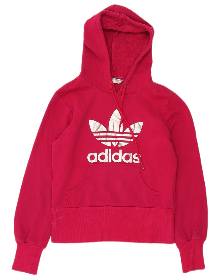 ADIDAS Dame Crop Graphic Hoodie Jumper IT 36 XS Pink Bomuld