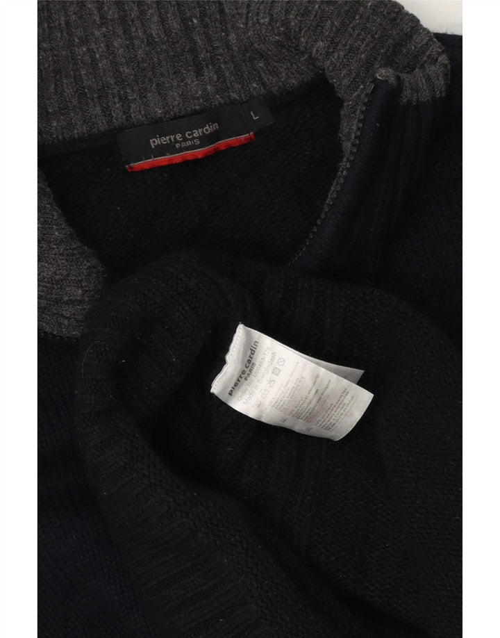 Pierre Cardin Herre Zip Neck Jumper Sweater Stor Sort Akryl