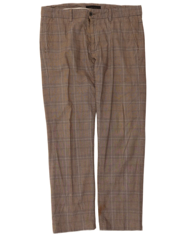 Zara Straight Chino Bukser EU 42 Large W32 L28 Grå ternet bomuld