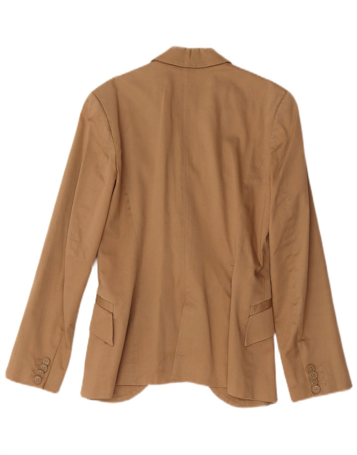 Zara Dame 1 Knap Blazer Jakke UK 6 XS Brun Bomuld