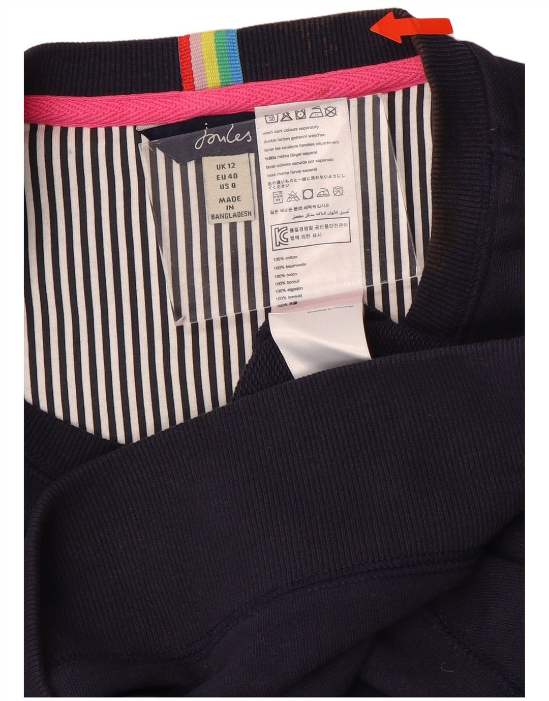 JOULES Dame Oversized Sweatshirt Jumper UK 12 Mellem marineblå bomuld