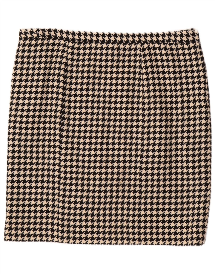 VINTAGE Lige nederdel til kvinder W36 XL Sort Houndstooth