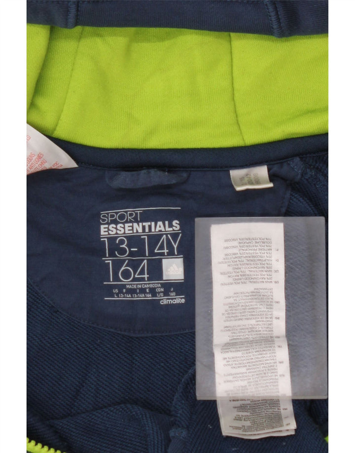 ADIDAS drenge Climalite hættetrøje med lynlås 13-14 år marineblå polyester