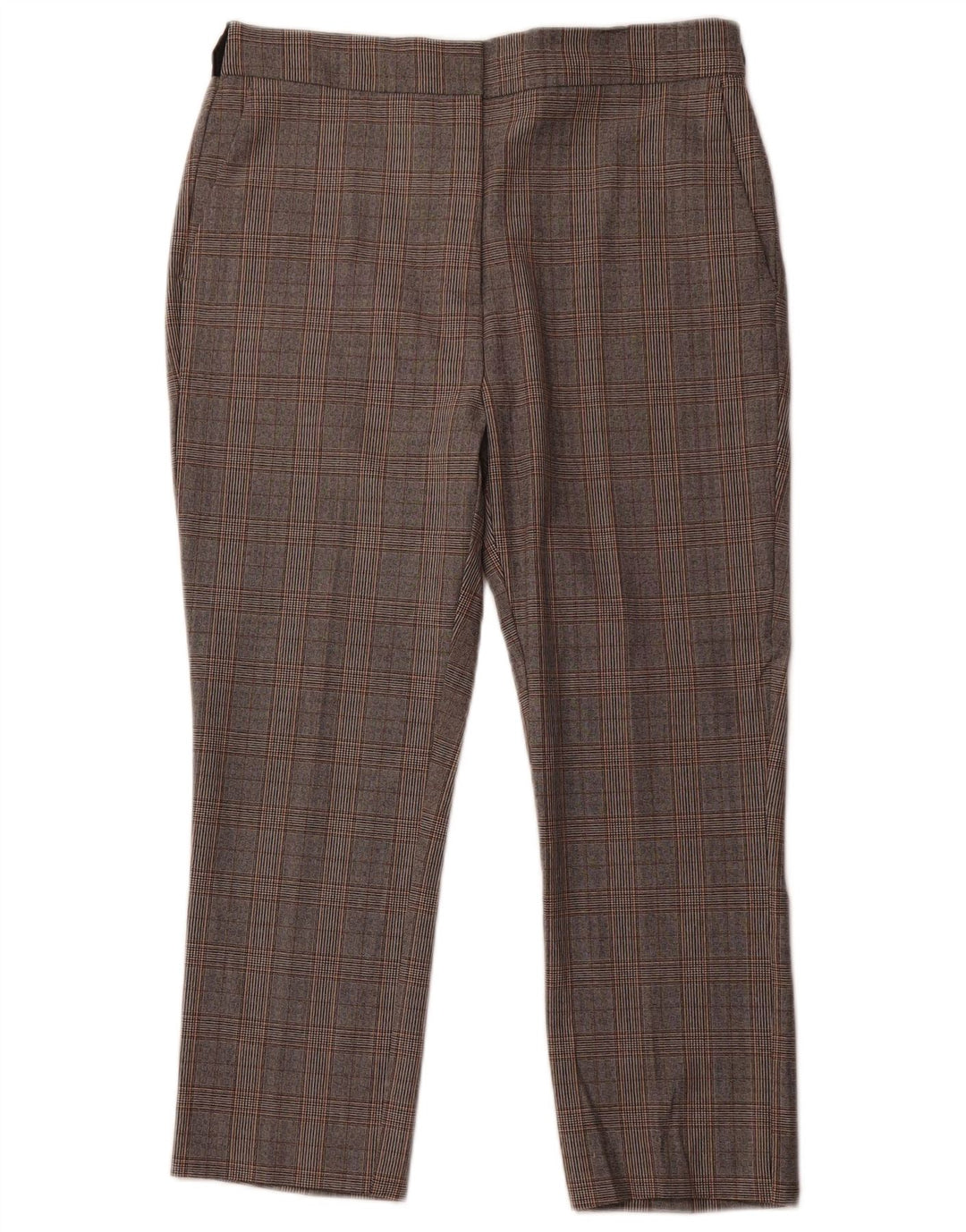 ZARA koniske cropped bukser til kvinder XL W32 L24 Grå Houndstooth Polyester