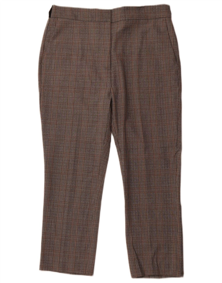 ZARA koniske cropped bukser til kvinder XL W32 L24 Grå Houndstooth Polyester