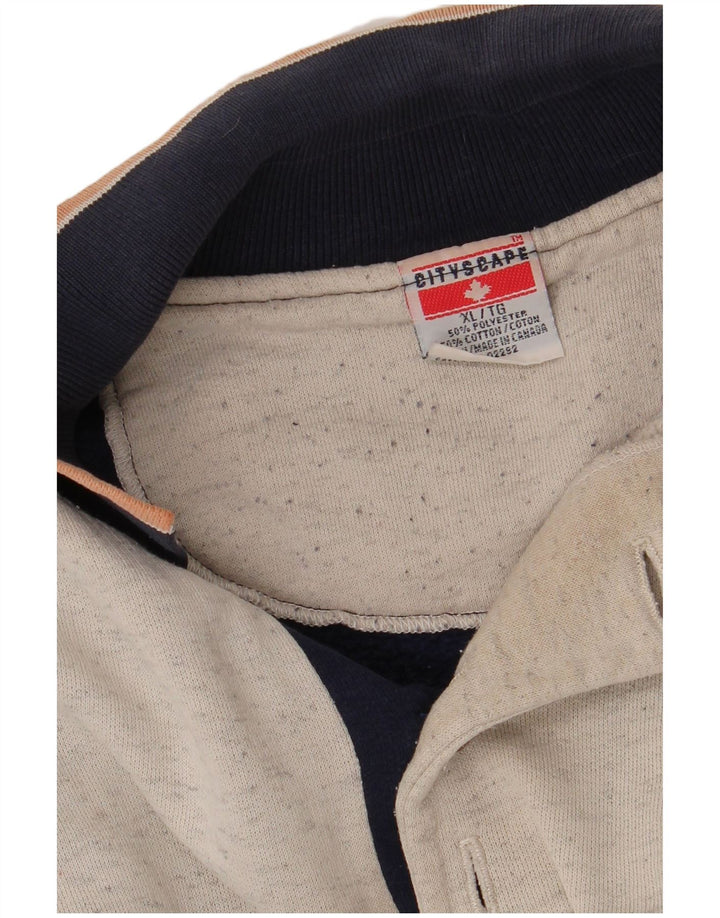 Vintage Polo-hals sweatshirt til mænd XL Marineblå Colourblock Polyester