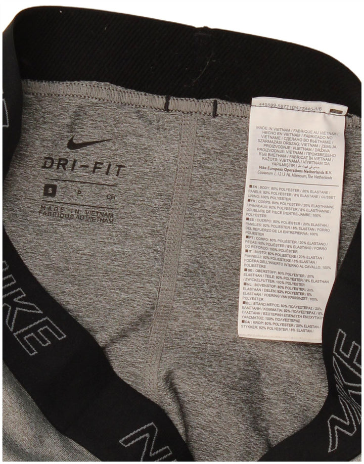 Nike Dame Dri Fit Leggings UK 8 Small Grey Colourblock Polyester