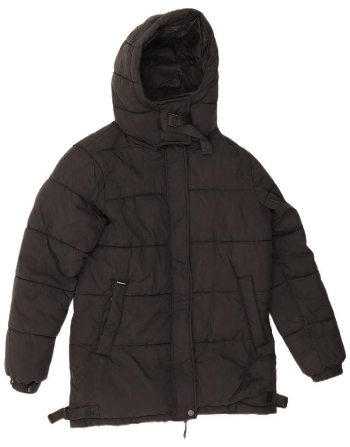 Superdry oversize polstret jakke med hætte til kvinder UK 8 Lille sort nylon