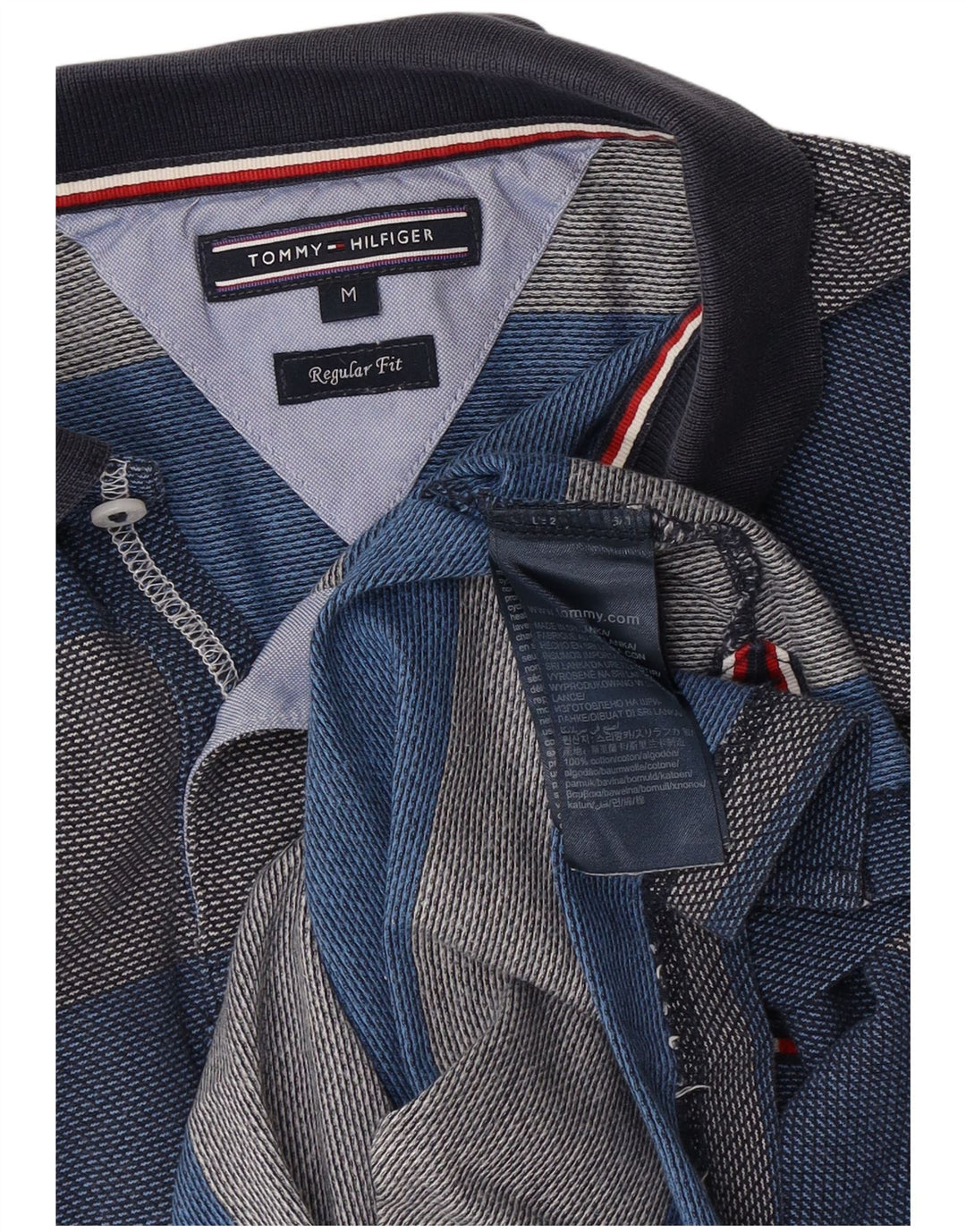 Tommy Hilfiger Herre Regular Fit Polo Shirt Medium Blå Stribet Bomuld