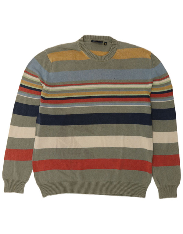 Navigare Herre sweater med rund hals XL flerfarvet stribet bomuld