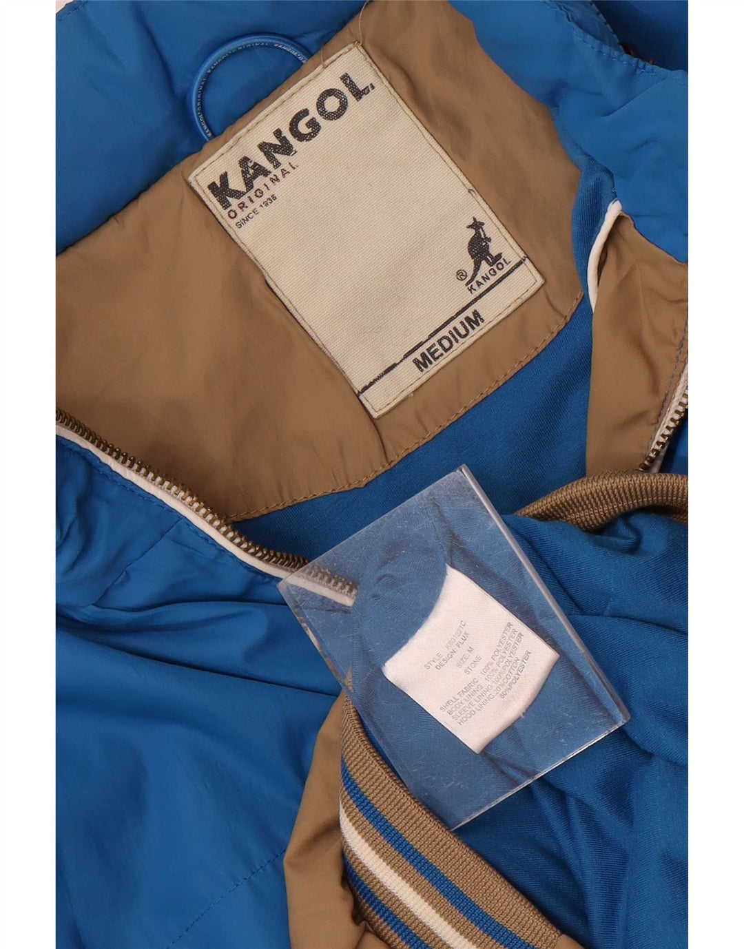 Kangol Herre Hooded Bomber Jacket UK 38 Medium Brown Colourblock Polyester