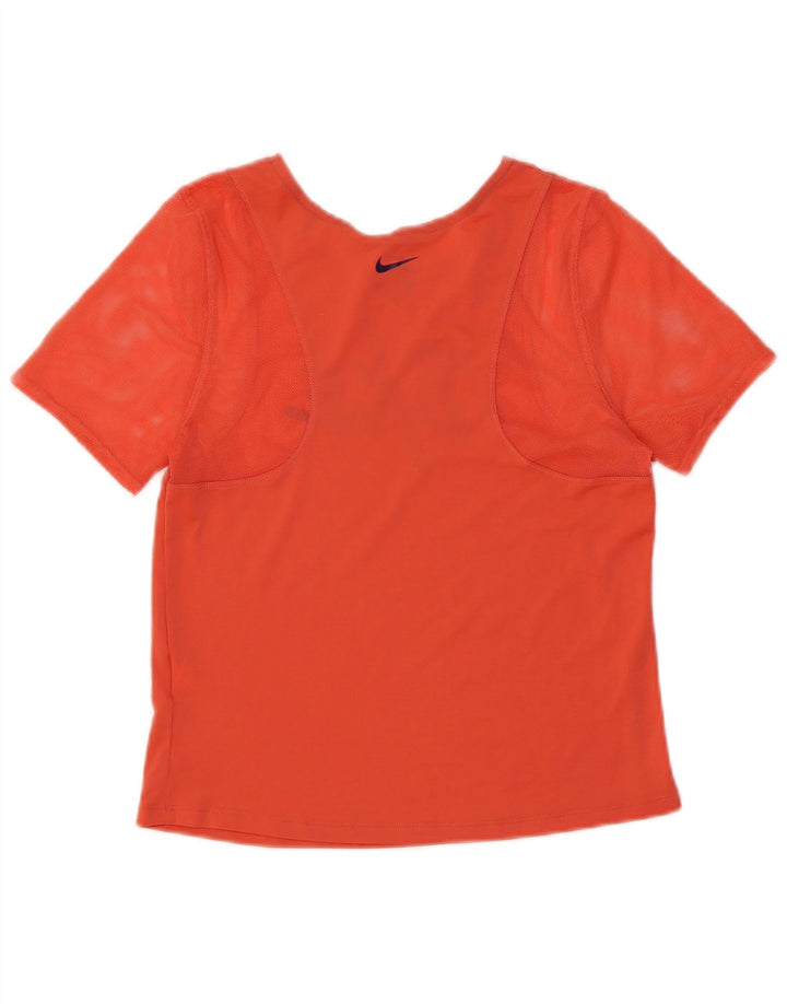 NIKE Dame Dri Fit Crop Grafisk T-Shirt Top UK 10 Lille Orange