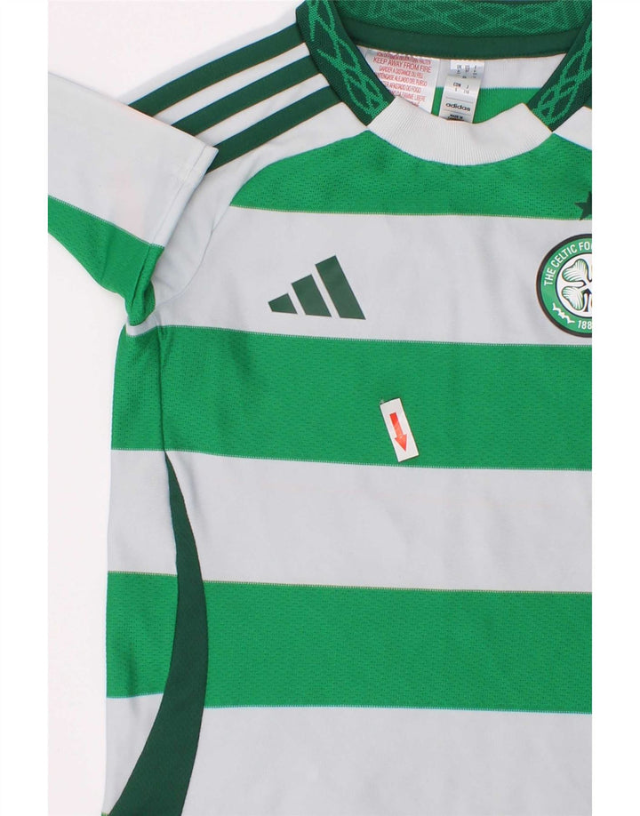 Adidas drenge grafisk t-shirt top 4-5 år grøn stribet polyester