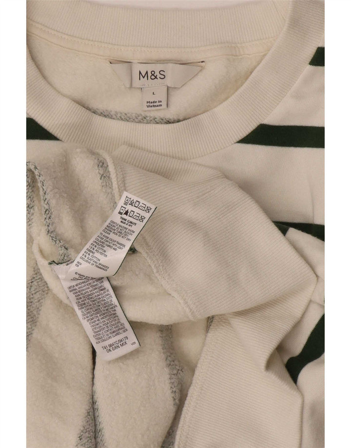 Marks & Spencer Dame Sweatshirt Jumper UK 16 Stor hvid stribet