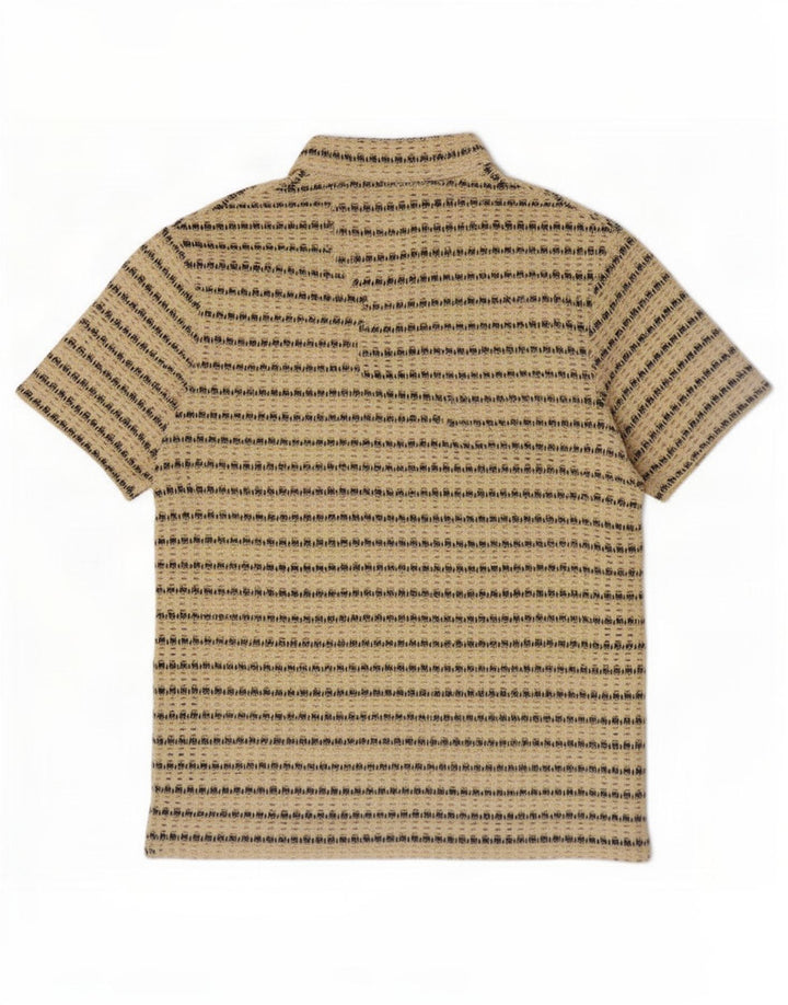 Zara Herre Se Through Polo Shirt Medium Gul Stribet Bomuld