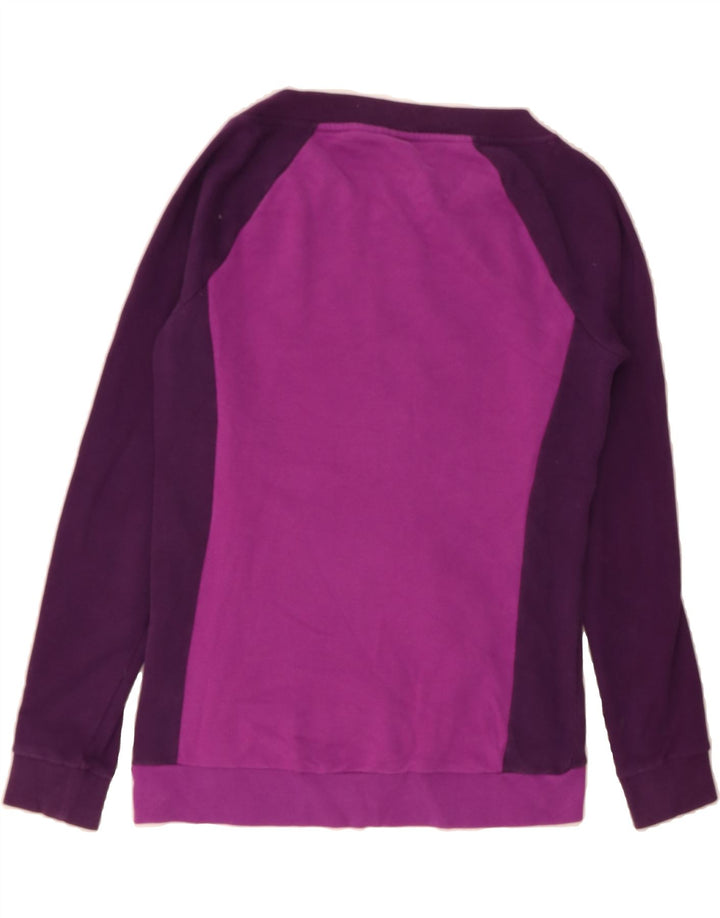 PUMA Womens Sweatshirt Jumper UK 12 Medium Purple Colourblock Cotton Vintage Puma and Second-Hand Puma from Messina Hembry 