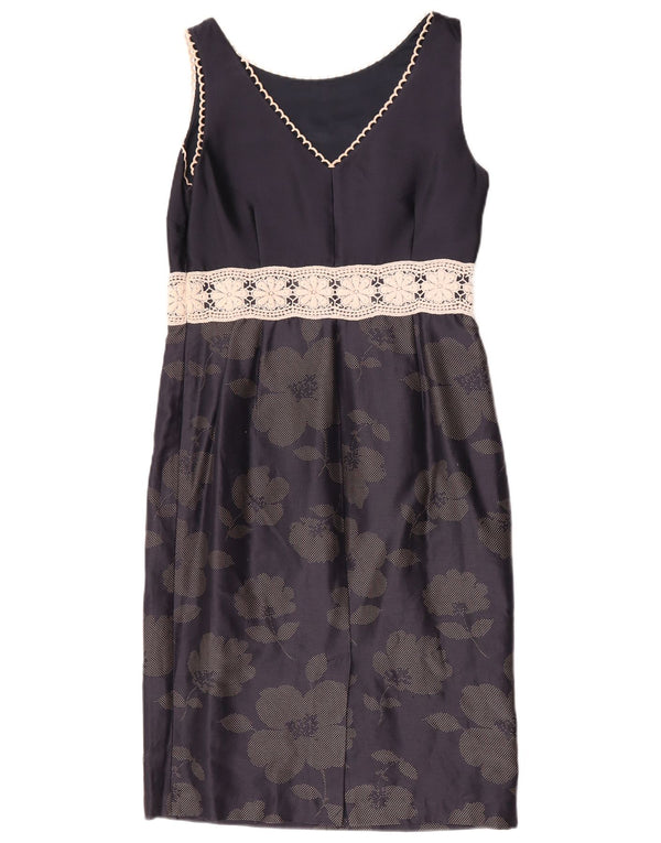 Fenn Wright Manson Dame Skede Kjole UK 10 Small Navy Blue Floral