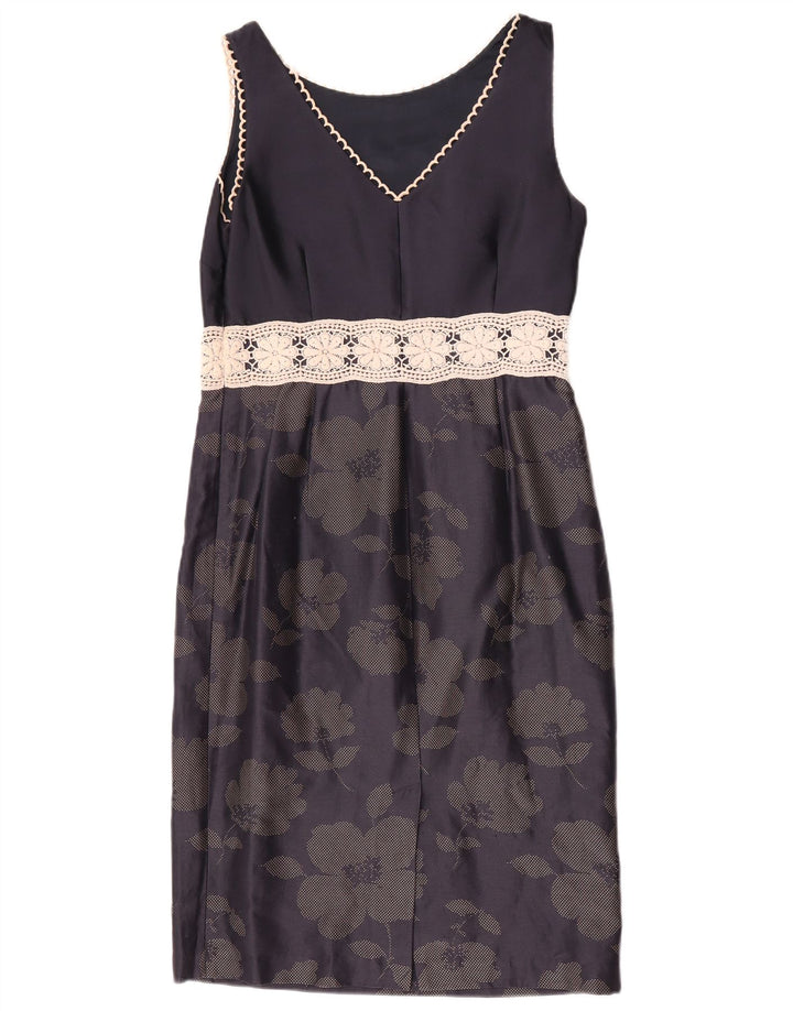 Fenn Wright Manson Dame Skede Kjole UK 10 Small Navy Blue Floral