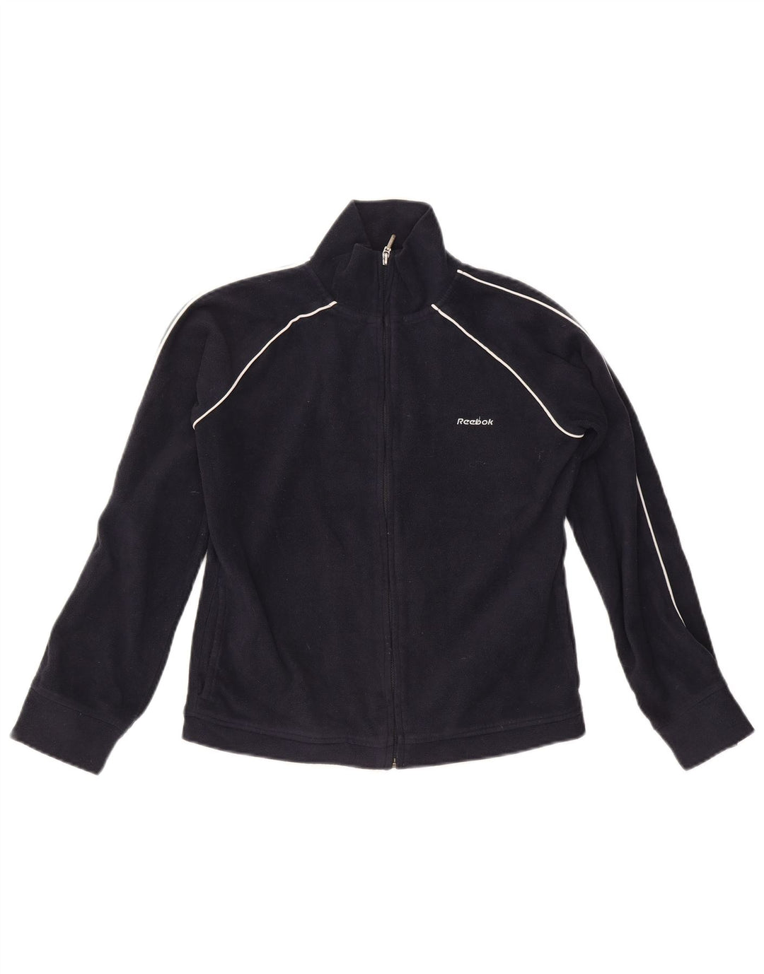 REEBOK Womens Fleece Jacket UK 12 Medium  Navy Blue Polyester