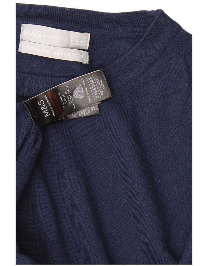 MARKS & SPENCER Dame Boat Neck Jumper Sweater UK 18 XL Navy Blue