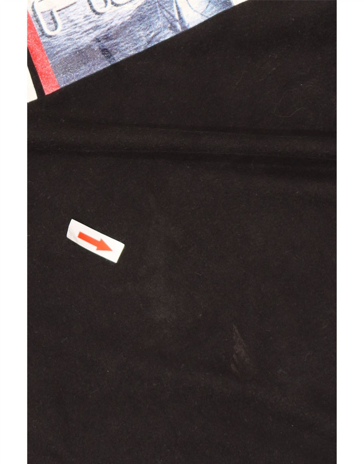 FILA Herre Grafisk T-Shirt Top XL Sort Bomuld