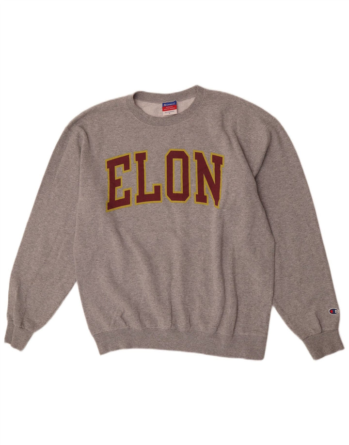 Champion Herre Grafisk Sweatshirt Jumper Large Grå Flecked Bomuld