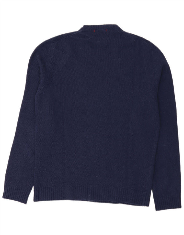Woolrich Herre Grafisk Crew Neck Jumper Sweater Medium Navy Blue Uld USA