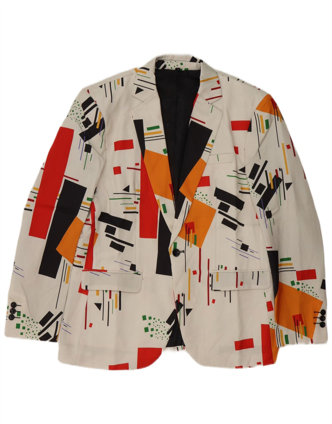 Vintage Herre 1 Knap Blazer Jacket UK 40 Stor Hvid Geometrisk