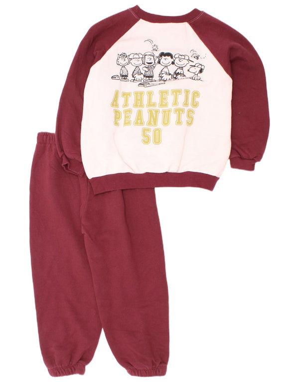 Zara Boys Graphic Full Tracksuit 5-6 Years Burgundy Colourblock Cotton