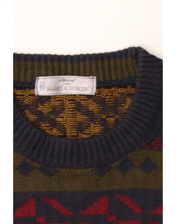 Marks & Spencer Herre sweater med rund hals, stor flerfarvet geometrisk