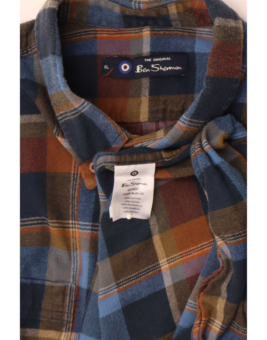 Ben Sherman herre flannelskjorte XL flerfarvet ternet bomuld