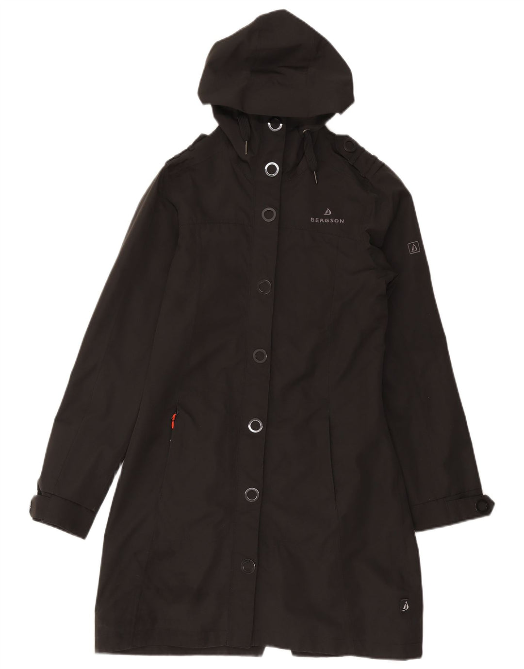 Bergson Dame Hooded Windbreaker Coat UK 10 Small Black Polyester