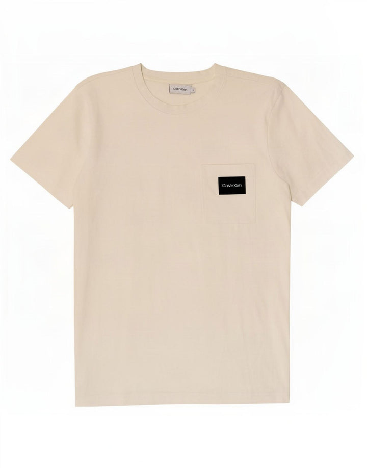 Calvin Klein Herre T-Shirt Top Lille Hvid