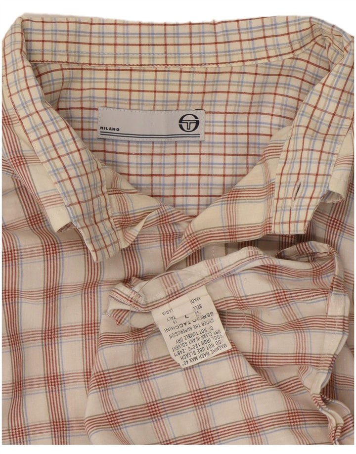 Sergio Tacchini herreskjorte stor offwhite ternet bomuld