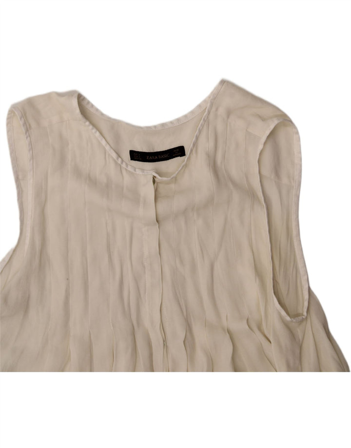 ZARA Womens Sleeveless Shirt Blouse UK 14 Large Off White Vintage Zara and Second-Hand Zara from Messina Hembry 