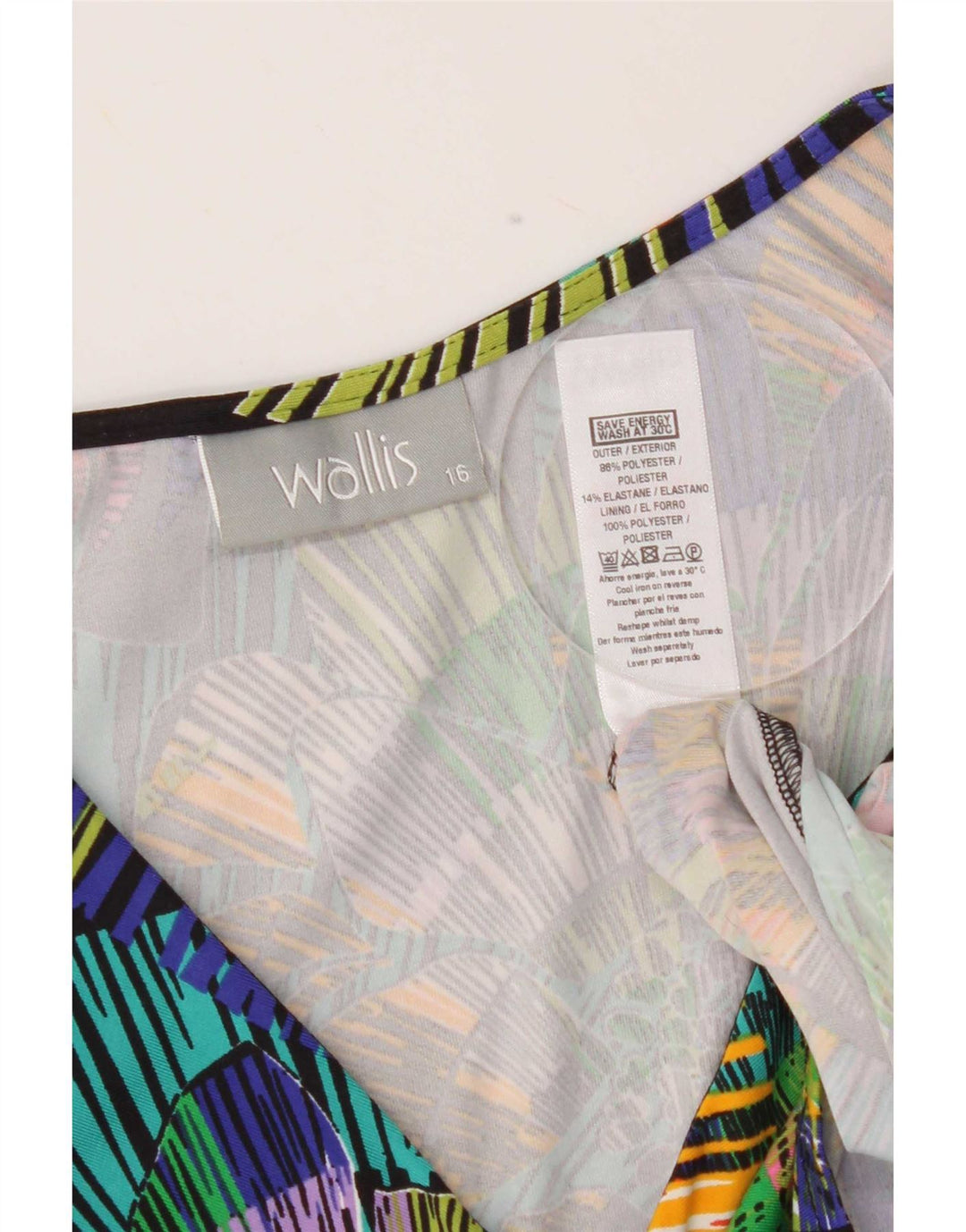Wallis Dame Asymmetrisk Kjole UK 16 Stor Flerfarvet Geometrisk