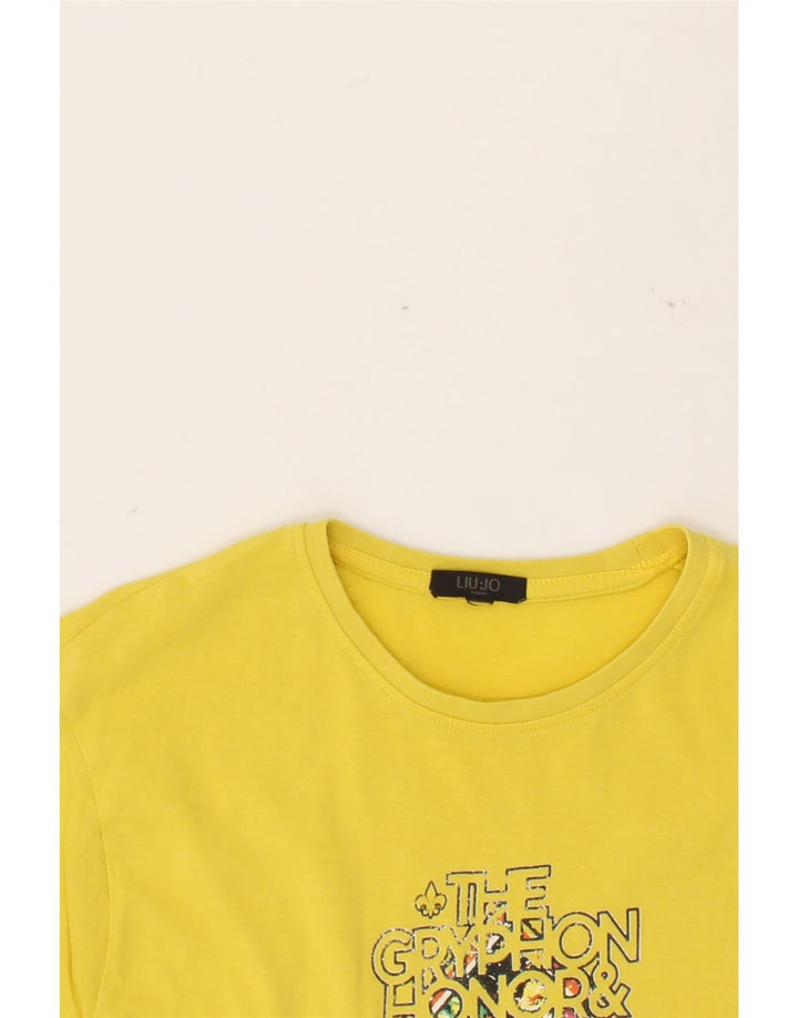 LIU JO Mens Graphic T-Shirt Top Medium Yellow Vintage Liu Jo and Second-Hand Liu Jo from Messina Hembry 