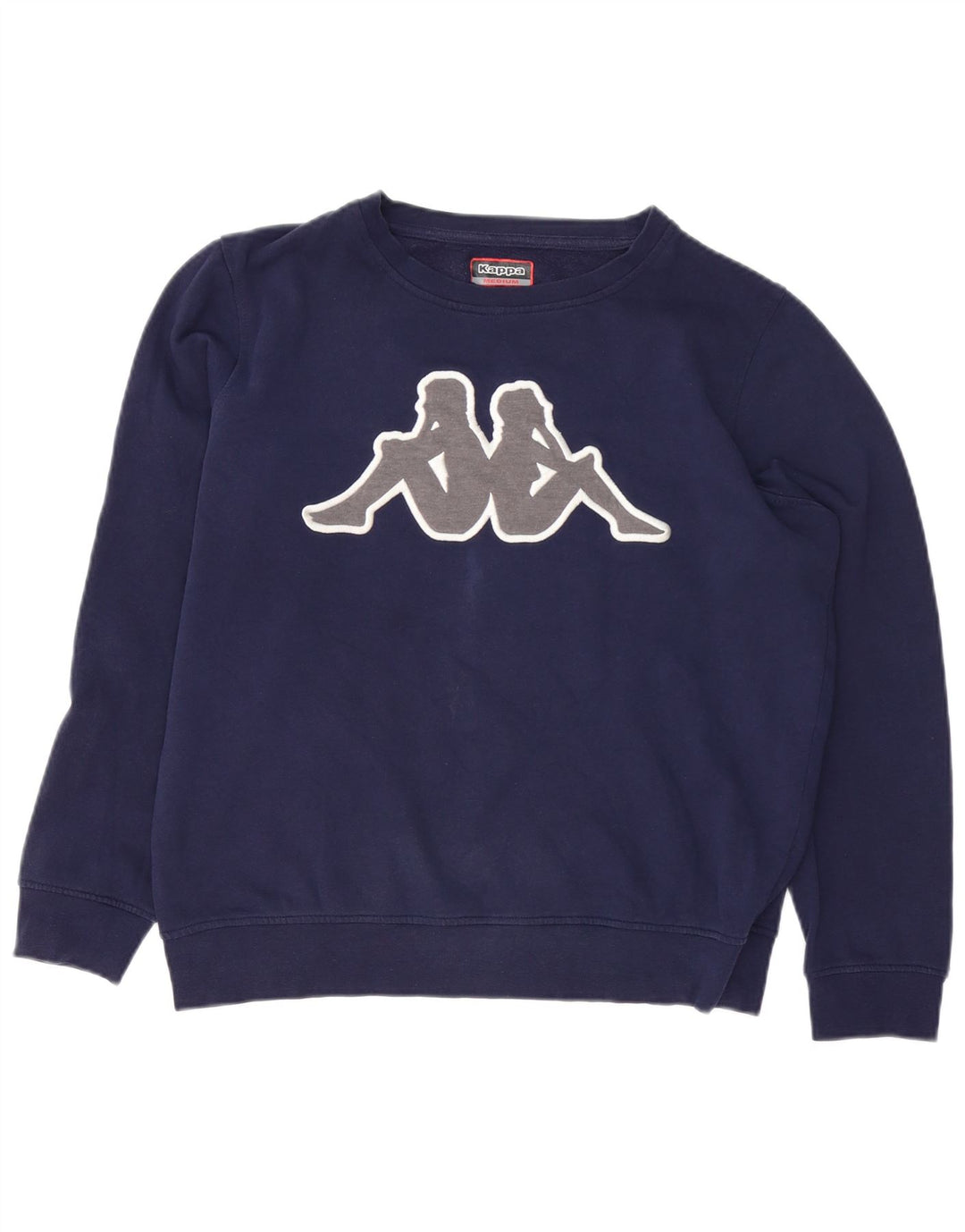 Kappa Dame Grafisk Oversized Sweatshirt Jumper UK 14 Medium Navy Blue