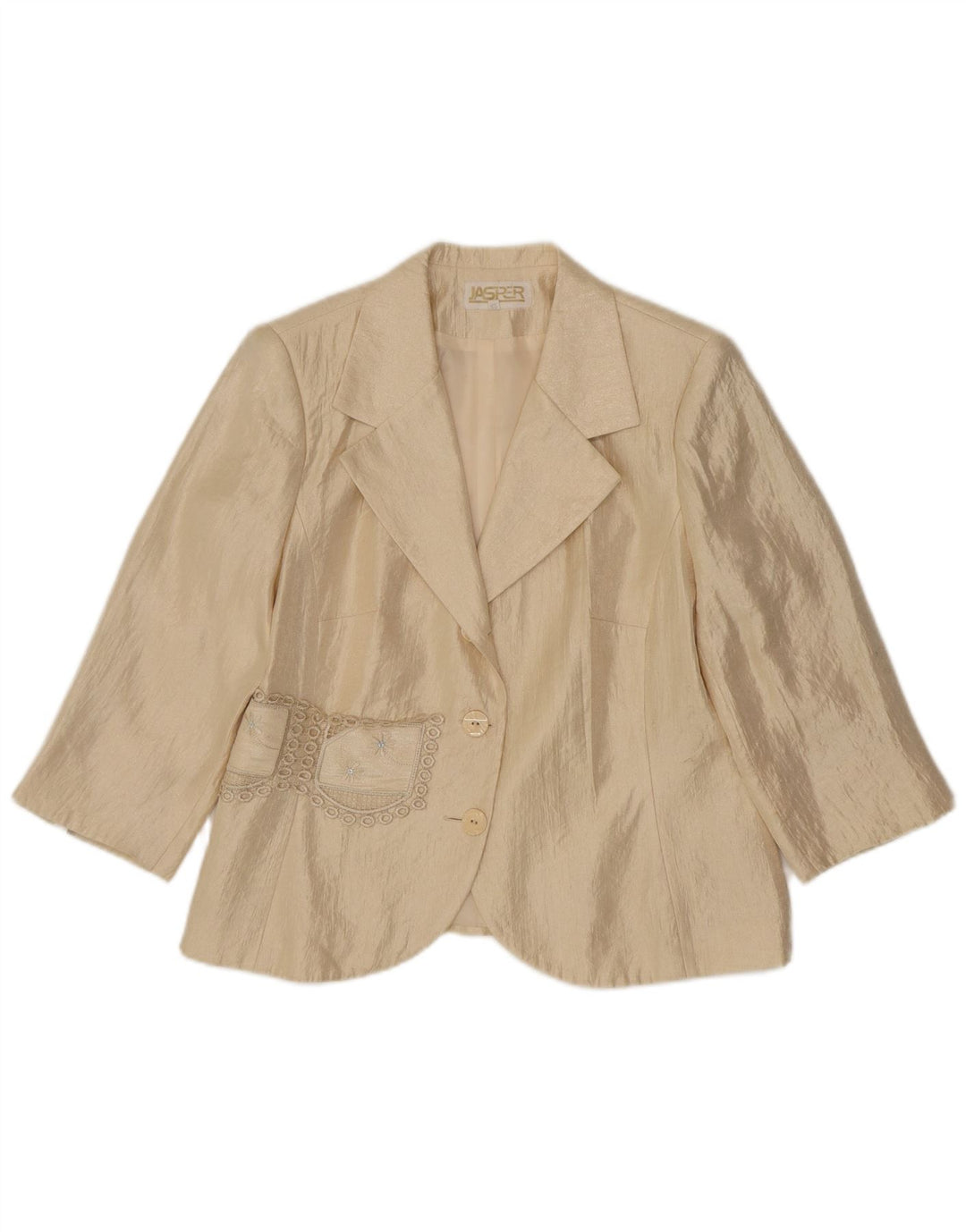 Vintage damejakke med 3/4 ærmer og 2 knaps blazer IT 42 Medium Beige