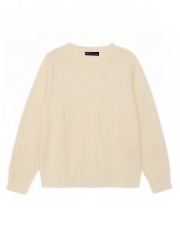 Marks & Spencer Dame Boat Neck Jumper Sweater UK 10 Small Beige Acryl