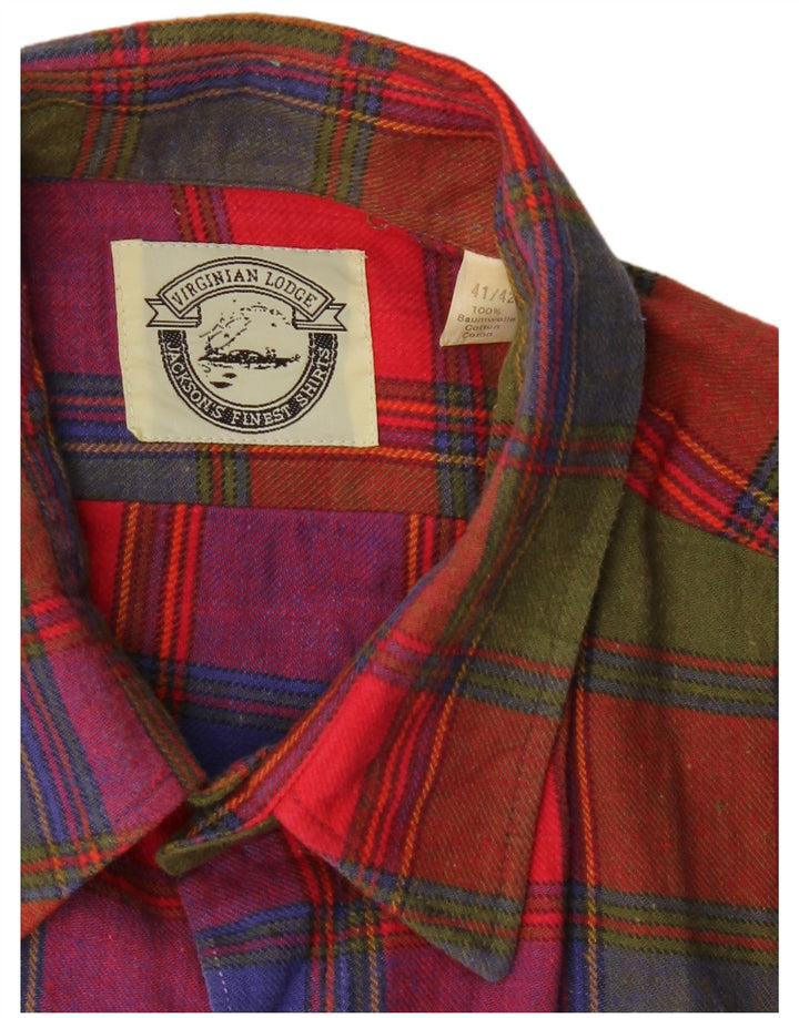 VINTAGE herre flannelskjorte str. 41/42 Stor flerfarvet ternet bomuld