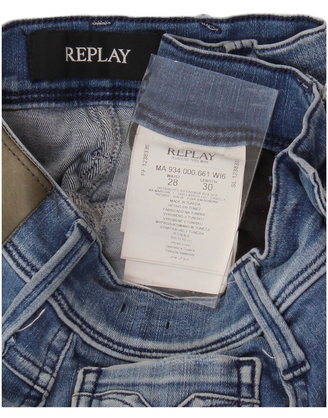 REPLAY Herre Slim Jeans W28 L30 Blå Bomuld