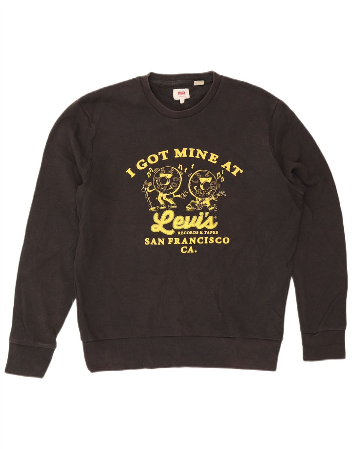 Levi's Herre San Francisco Graphic Sweatshirt Jumper Medium Sort Bomuld