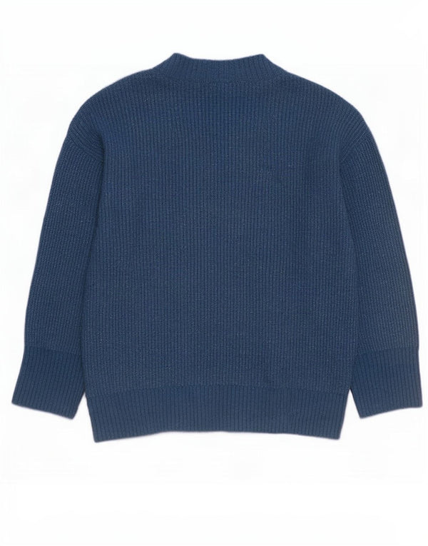 Zara Womens Oversized V-hals sweater UK 14 Medium Blue Polyester